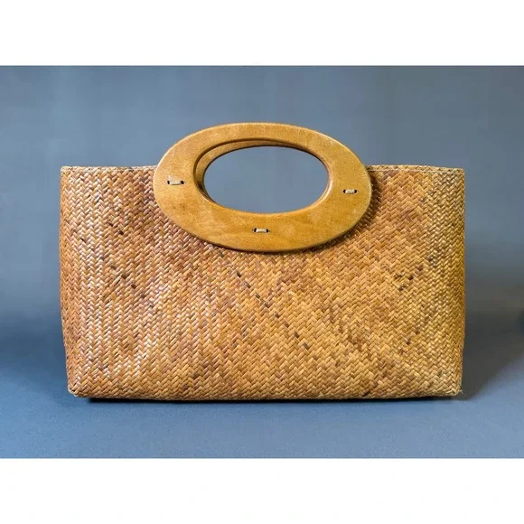 VTg Old Navy Woven Straw Tote Bag Top Handle Beach Vacation - Picture 2 of 10